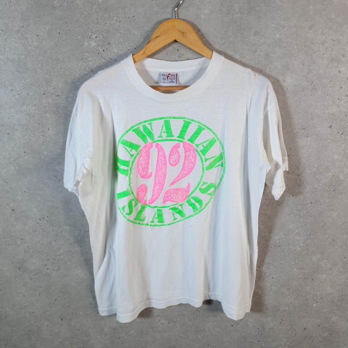 Vintage Poly Tees Hawaiian Islands 1992 USA Single Stitch T Shirt Men’s XL White