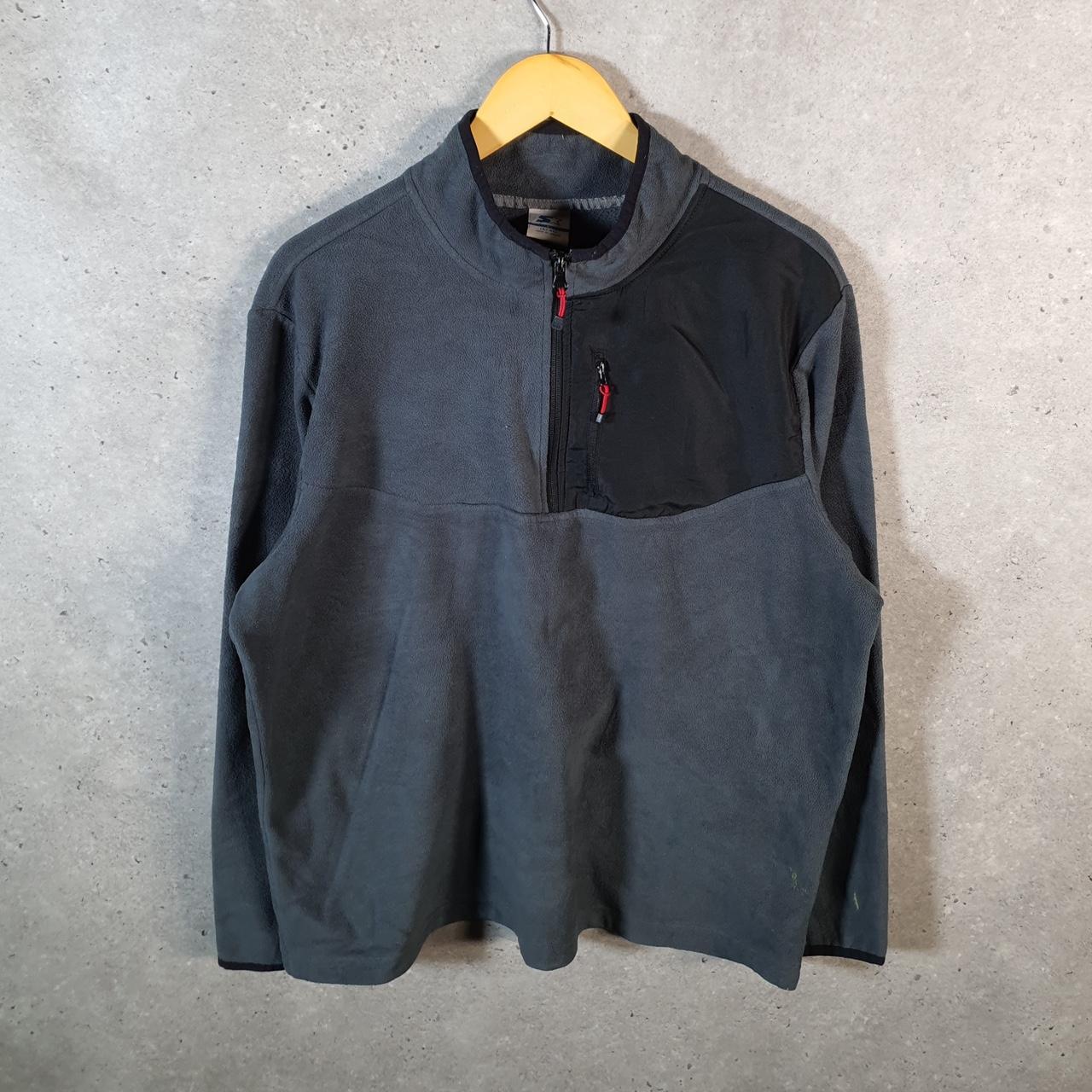 Vintage Starter Fleece Sweatshirt Jacket Mens Large Grey 1/4 Zip Embroidered Logo