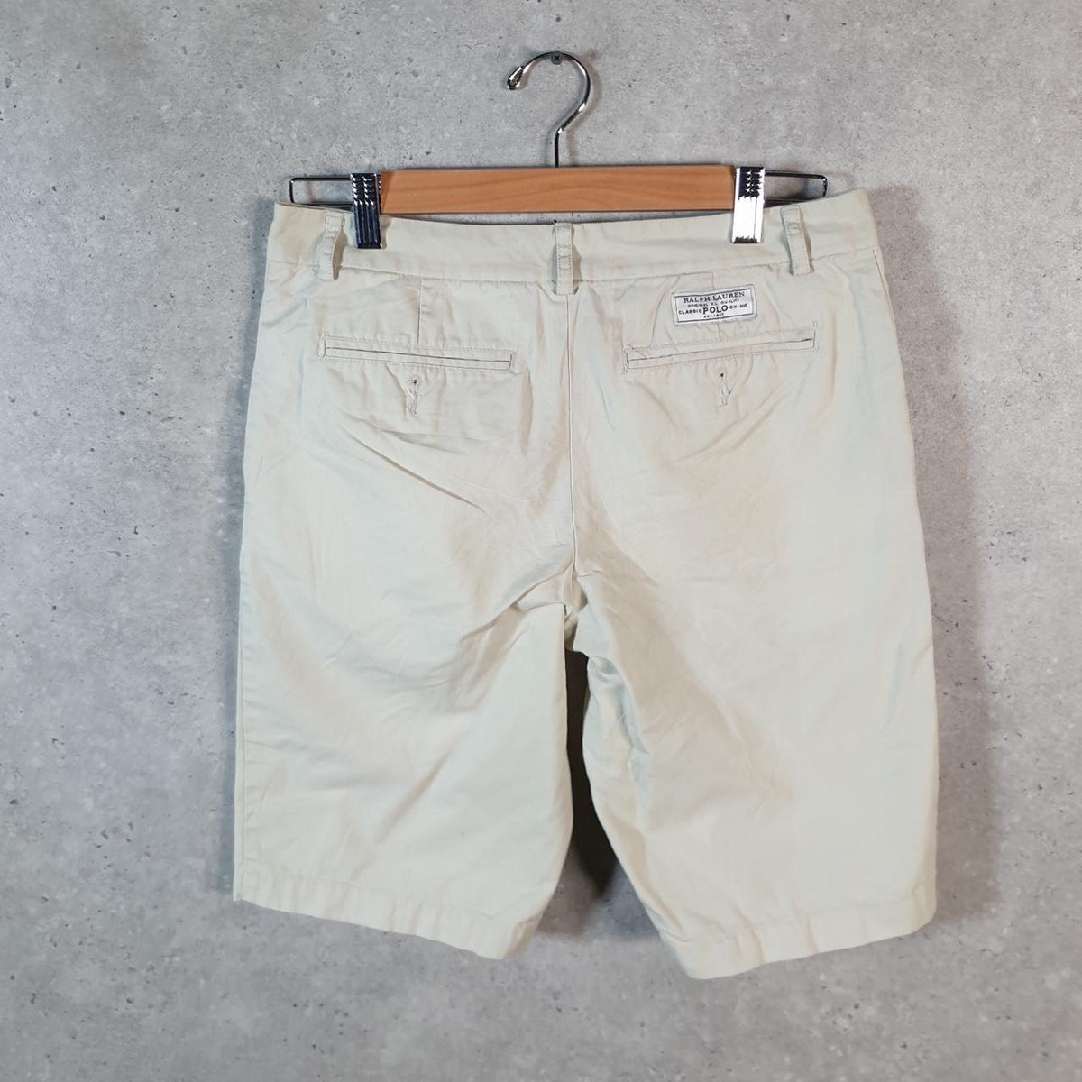 Vintage Ralph Lauren Polo Shorts Jorts Chino Cargo Womens W30 Beige Baggy Cotton