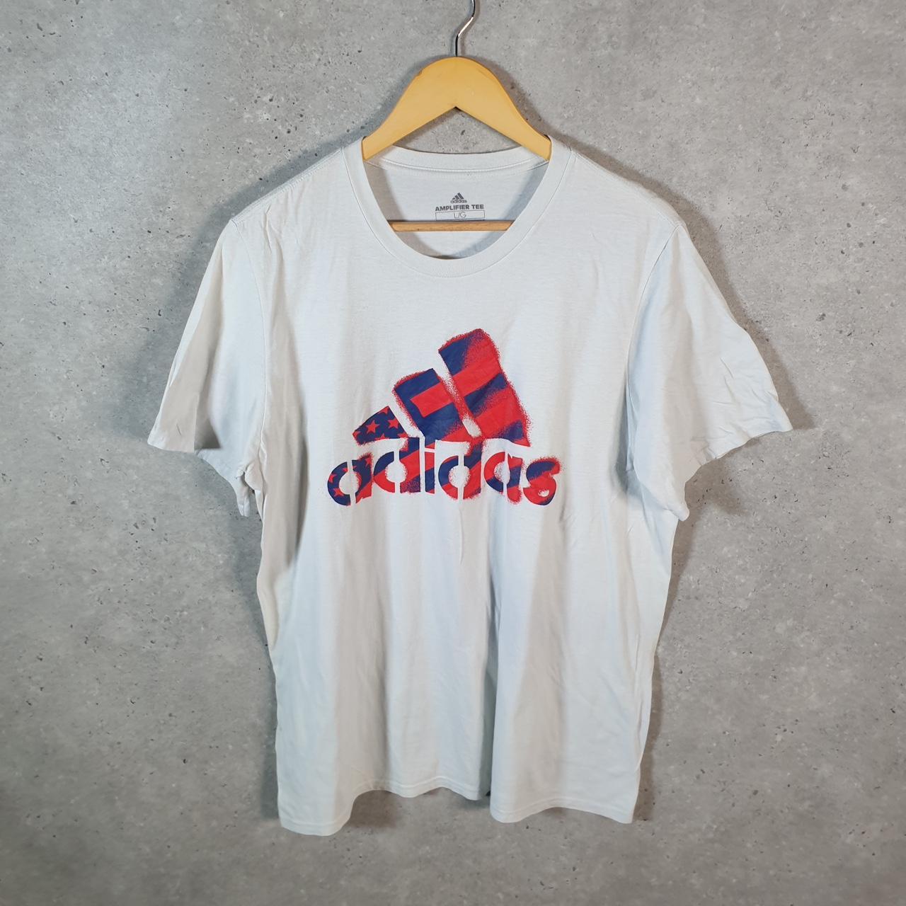 Vintage Adidas Amplifier T Shirt Shirt Men’s Large White Three Stripes Logo Athletic C9604