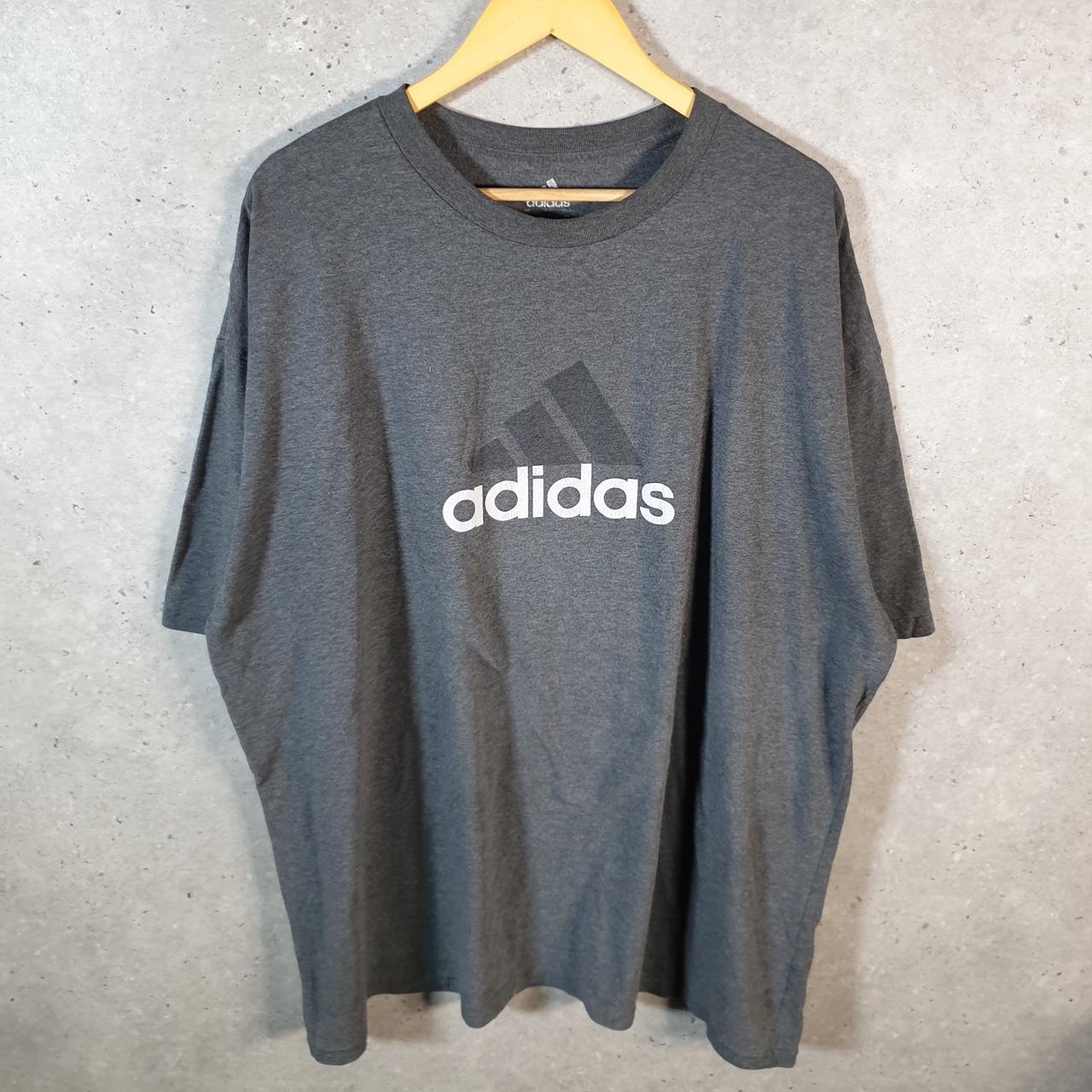 Vintage Adidas Spellout T Shirt Men’s 2XL Grey Three Stripes Logo Athletic
