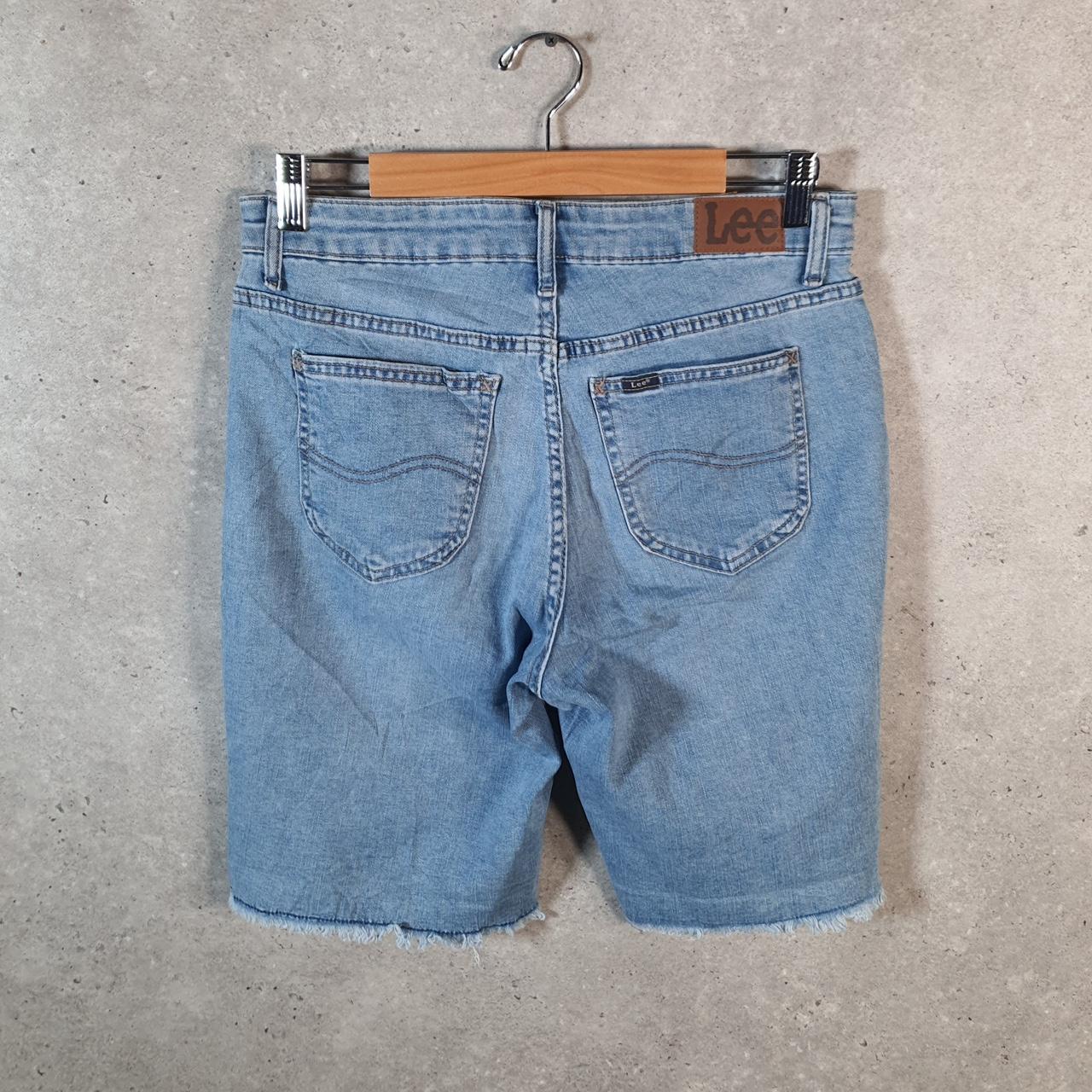 Vintage Lee Mid Rise Baggy Shorts Jorts Cargo Womens W30 Blue Relaxed Denim A4540