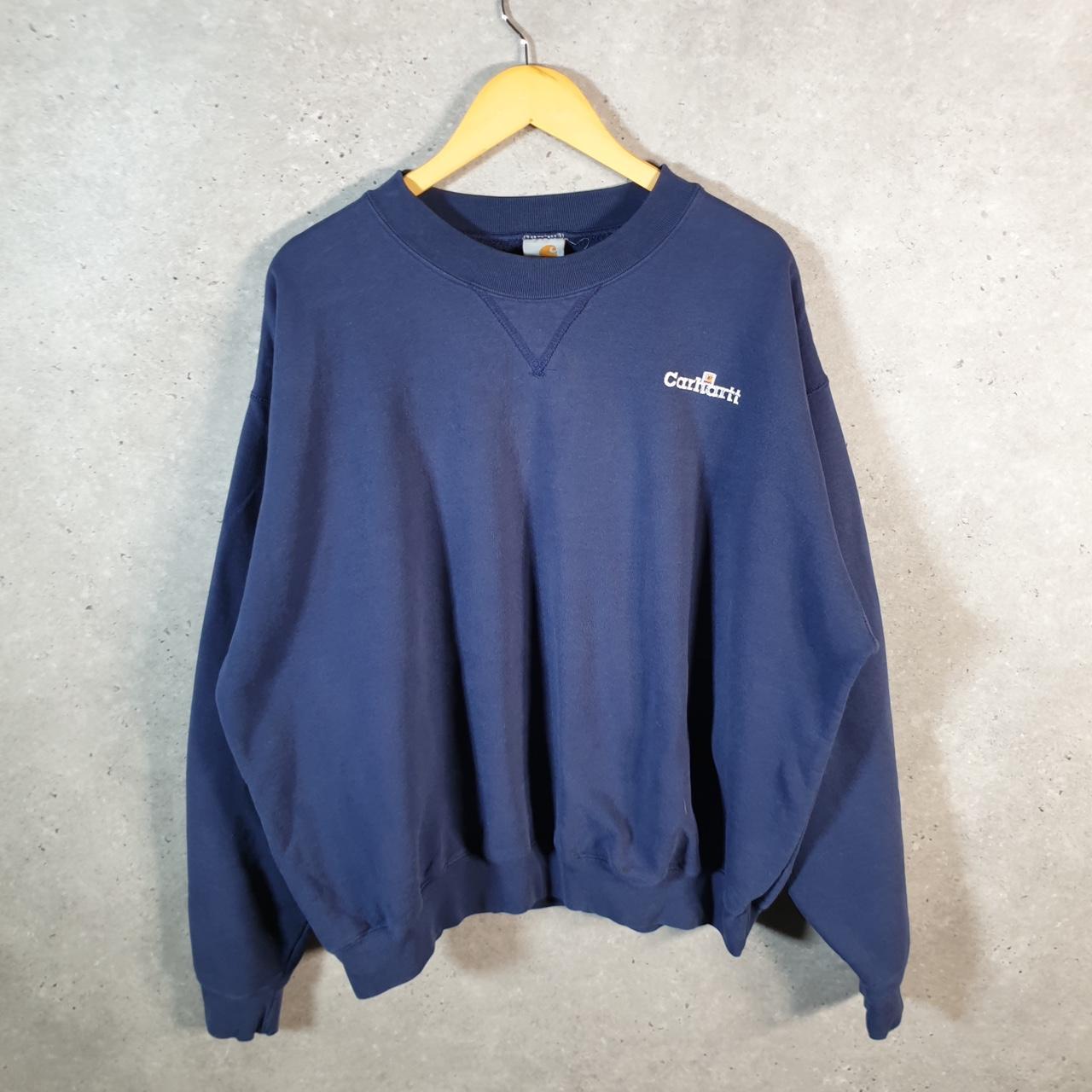 Vintage Carhartt Heavyweight Sweatshirt Men’s 2XL Navy Blue Pullover Blank USA Loose Fit