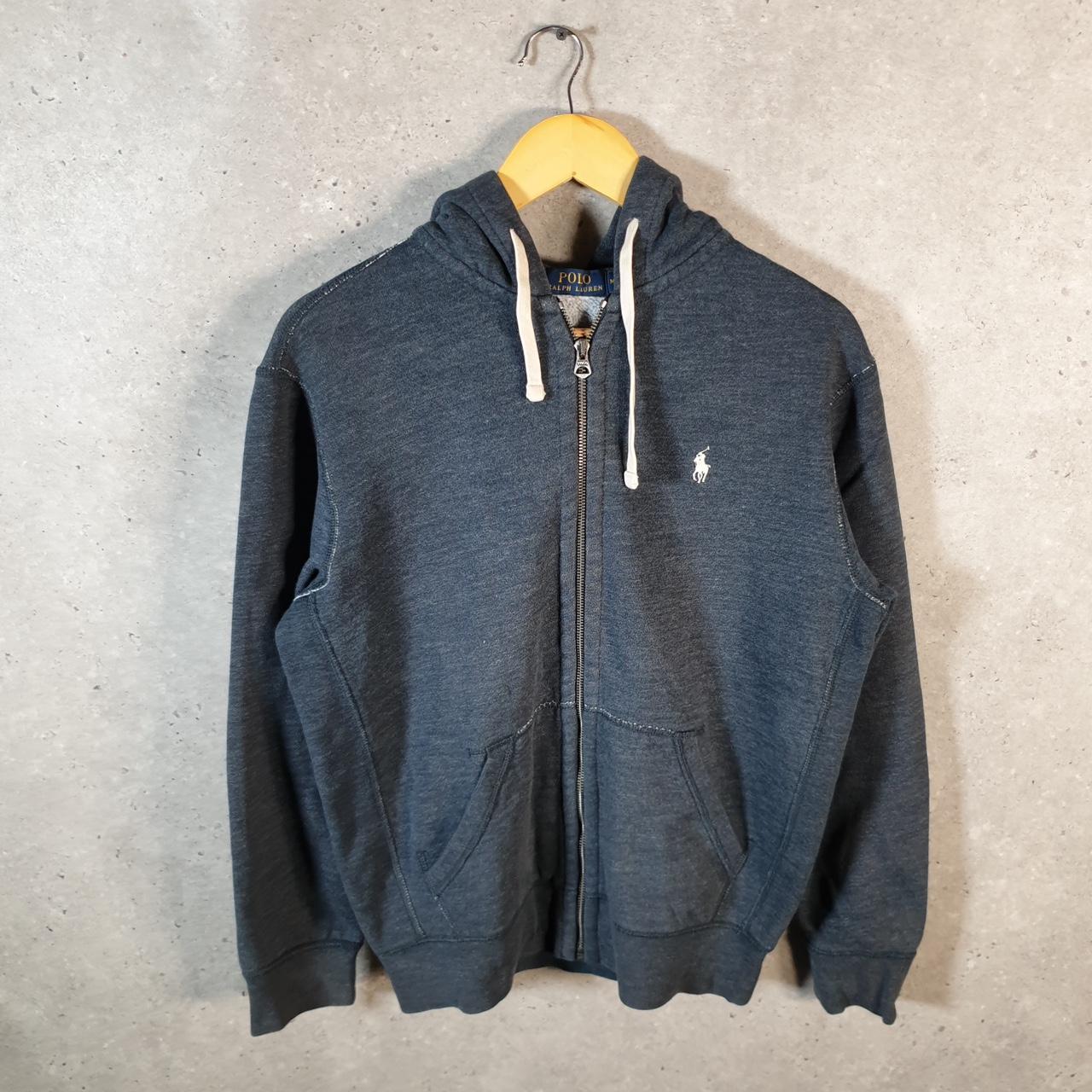 Vintage Ralph Lauren Polo Heavyweight Hoodie Men’s Medium Grey Cotton Full Zip Pony