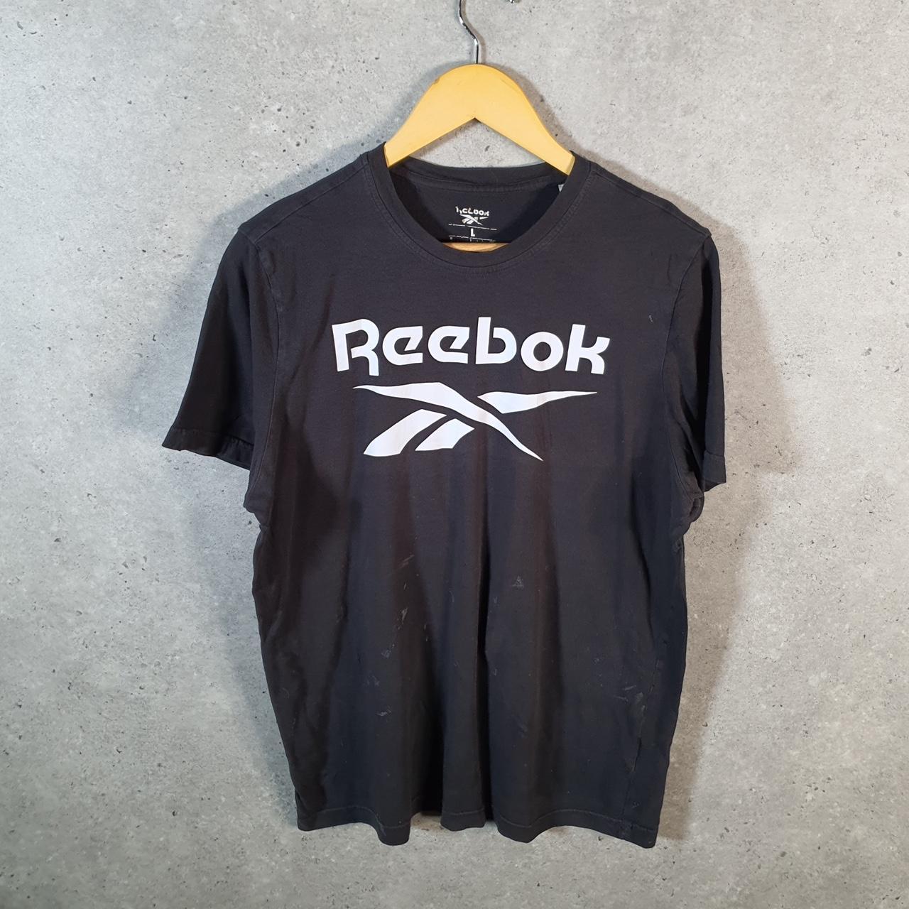 Vintage Reebok Spellout T Shirt Men’s Large Black sports Logo Athletic