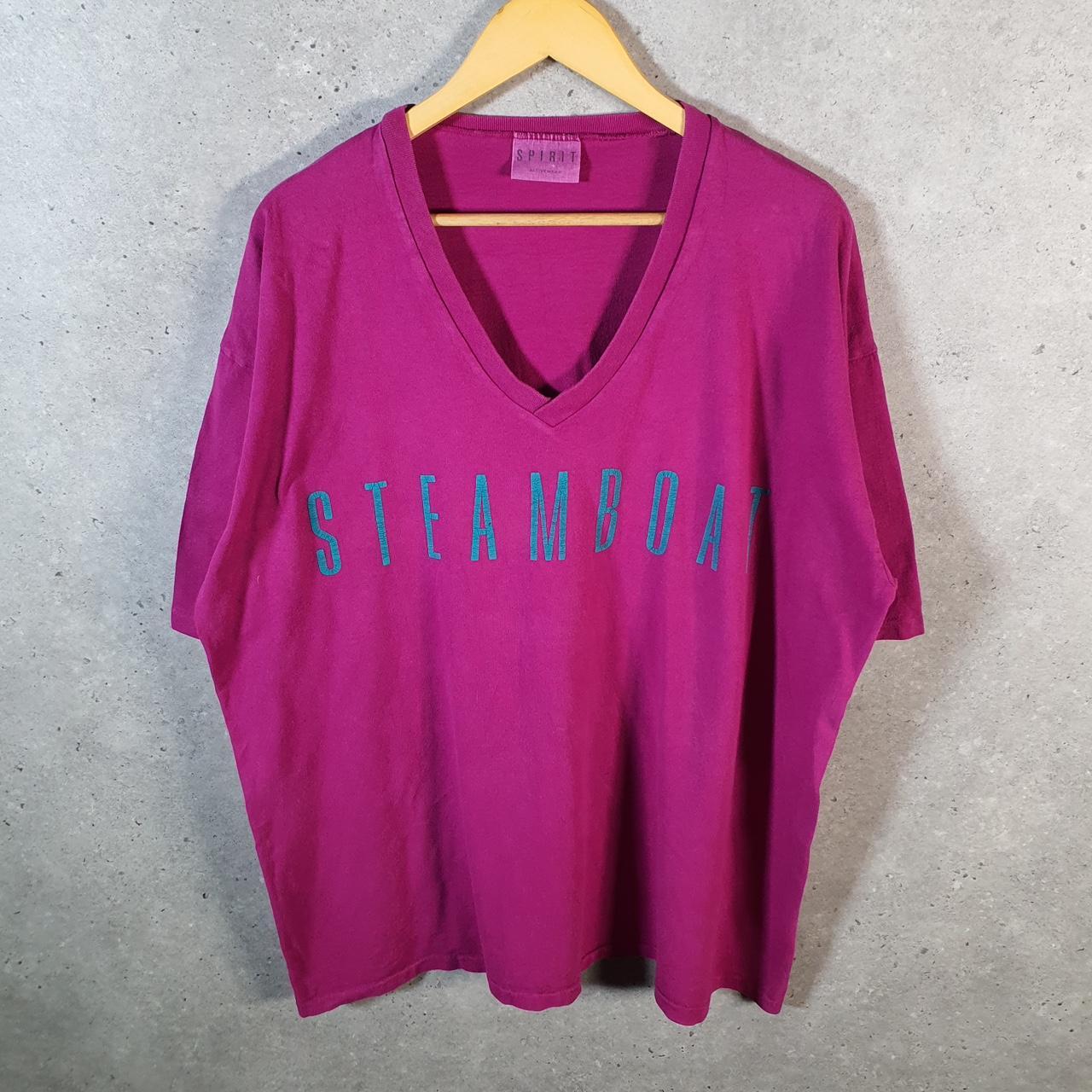 Vintage Steamboat Spirit Activewear T Shirt Men’s XL Pink Casual Logo Athletic