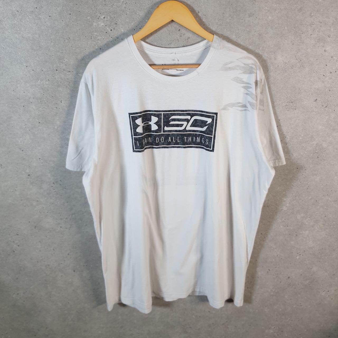 Vintage Under Armour Spellout T Shirt Shirt Men’s 2XL White Loose Sports Athletic