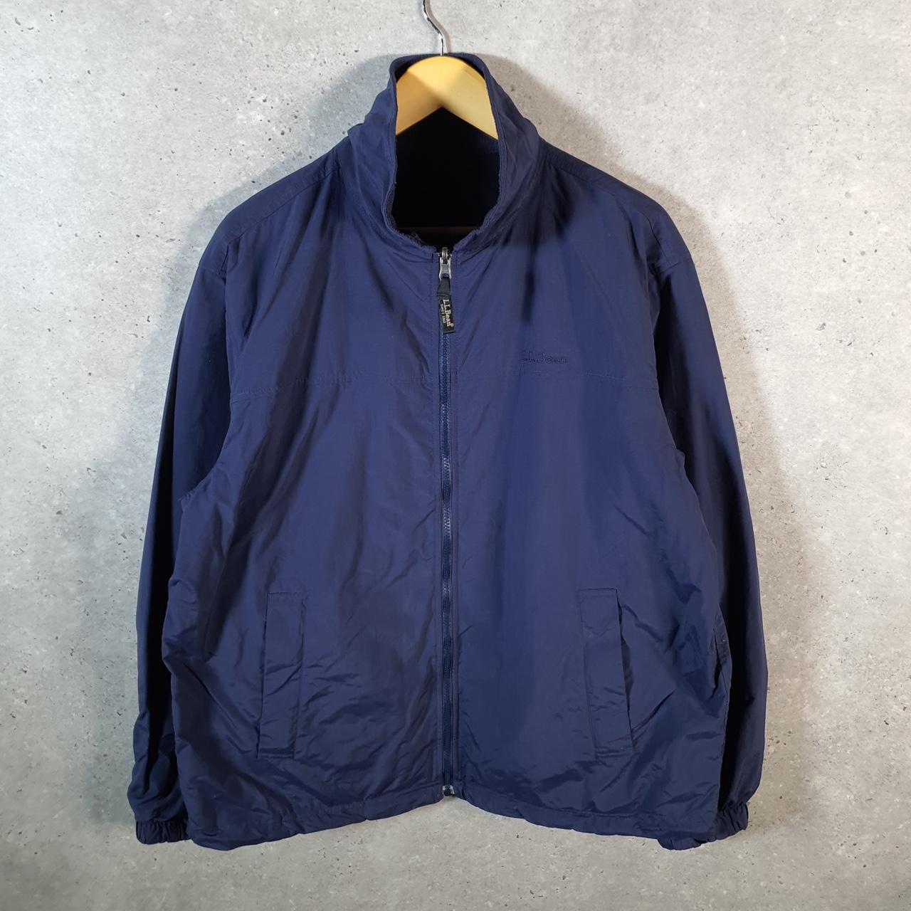 Vintage L.L. Bean Outdoors Nylon Jacket Mens Large Navy Blue Full Zip Waterproof