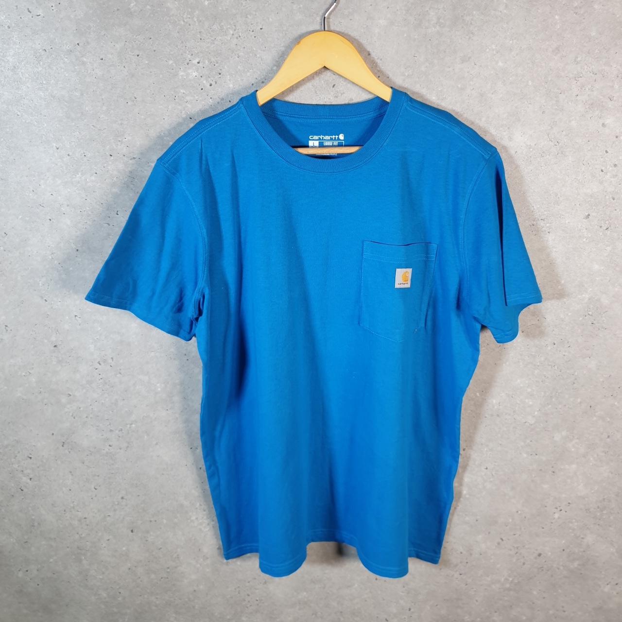 Vintage Carhartt Pocket T Shirt Women’s Large Blue Workwear Chore Utility Loose Fit C9203