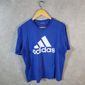 Vintage Adidas Spellout T Shirt Men’s Medium Blue Three Stripes Athletic