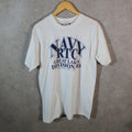 Vintage Anvil Navy RTC Graphic USA 1998 USA Single Stitch T Shirt Men’s Large White C9465