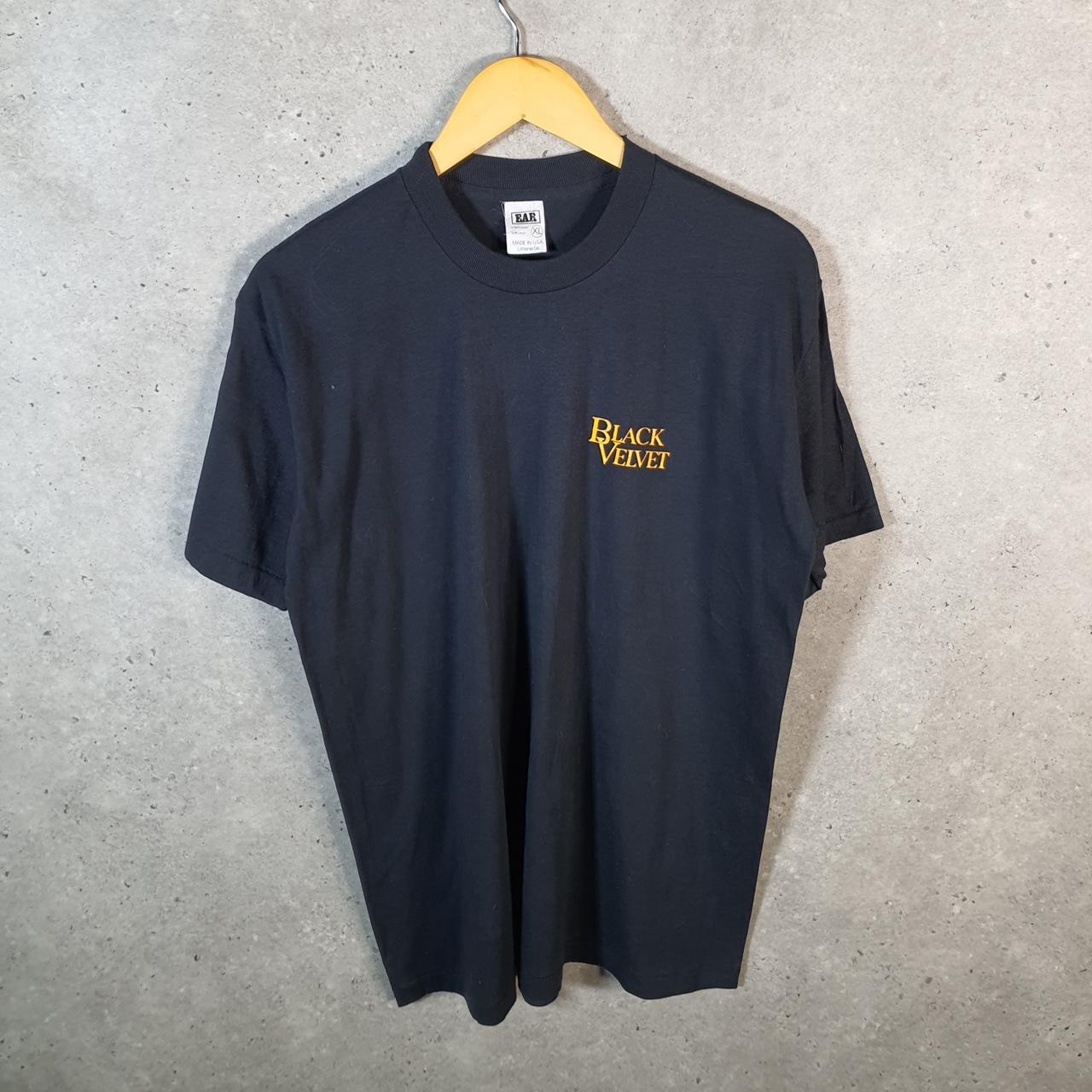 Vintage Ear Black Velvet Canadian Whisky 90s USA Single Stitch T Shirt Men’s XL Black