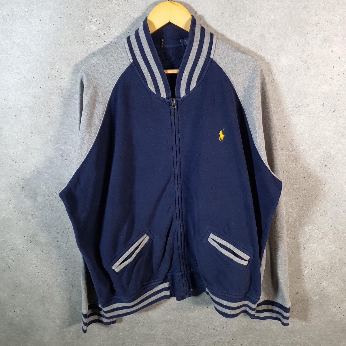Vintage Ralph Lauren Polo Sweatshirt Men’s Large Navy Blue Cotton Full Zip Pony