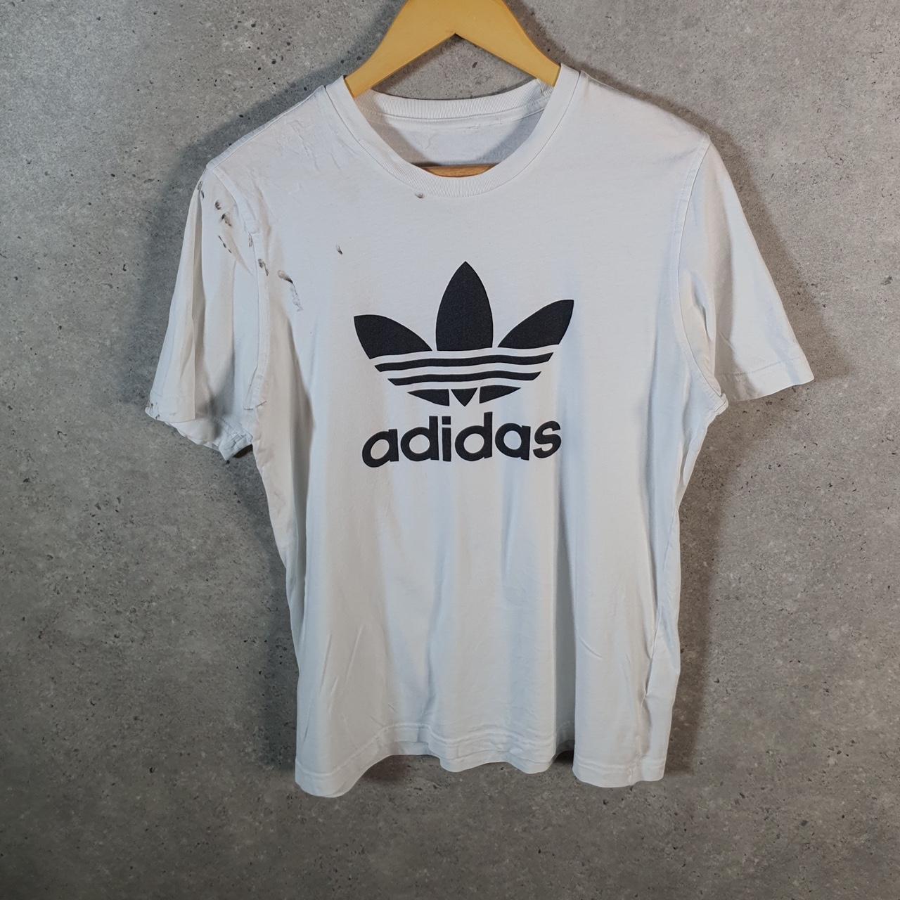 Vintage Adidas Spellout T Shirt Men’s Small White Sportswear Spellout Logo Athletic
