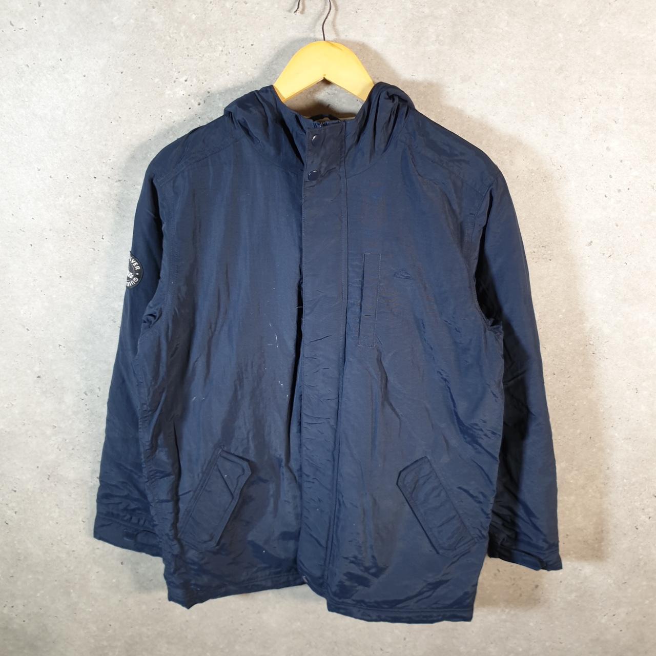 Vintage Quiksilver Rain Jacket Womens Large Navy Blue Hooded Full Zip
