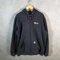 Vintage Carhartt Active Hoodie Men’s Large Tall Black Full Zip Pullover Blank USA Loose Fit