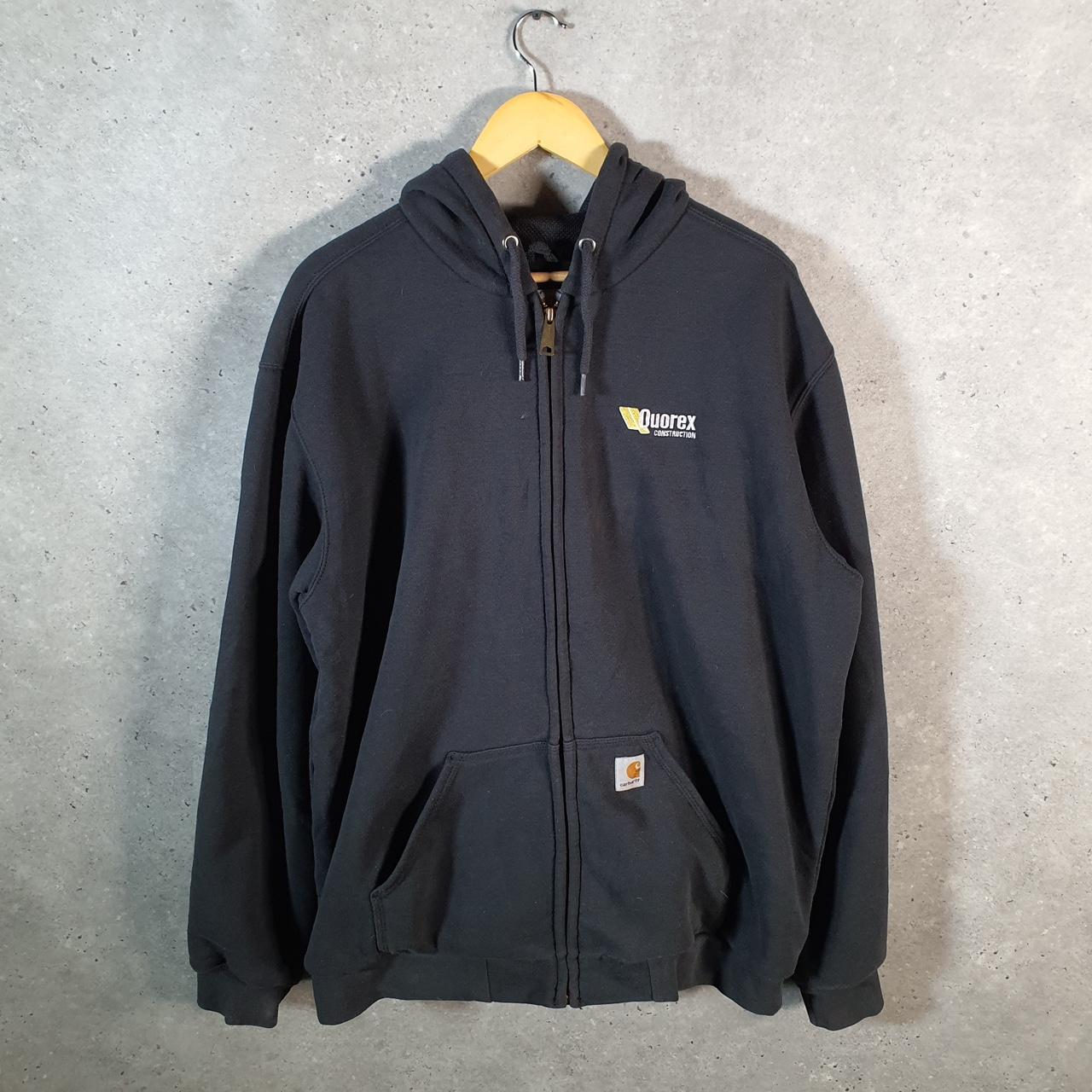 Vintage Carhartt Active Hoodie Men’s Large Tall Black Full Zip Pullover Blank USA Loose Fit