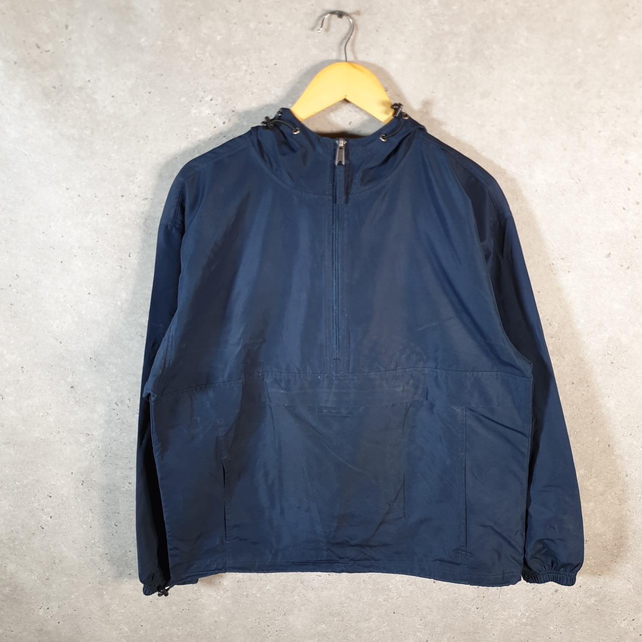 Vintage Champion Windbreaker Mens Medium Navy Blue 1/4 Zip