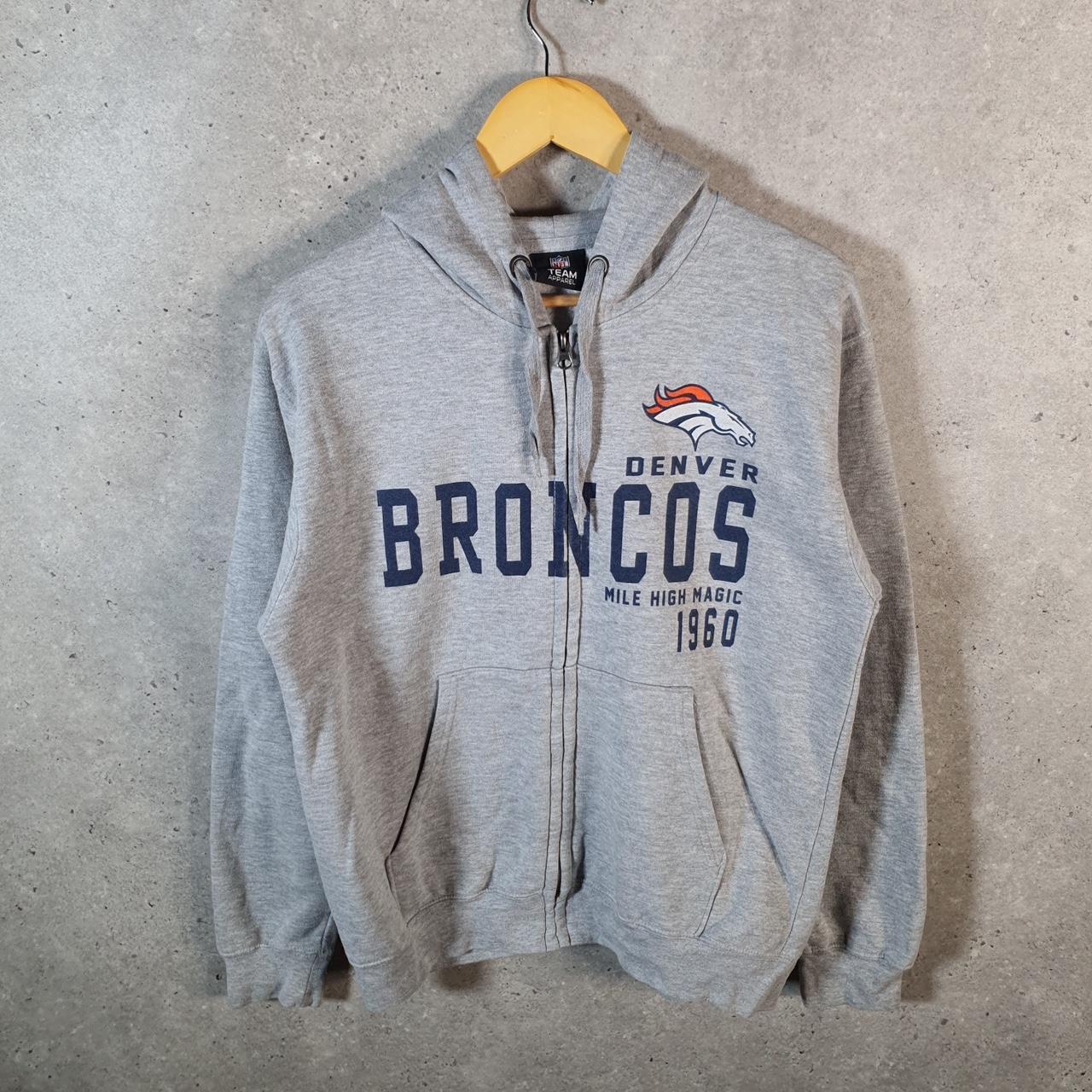 Vintage NFL Denver Broncos Hoodie Womens Large Grey Full Zip USA Pro Sport