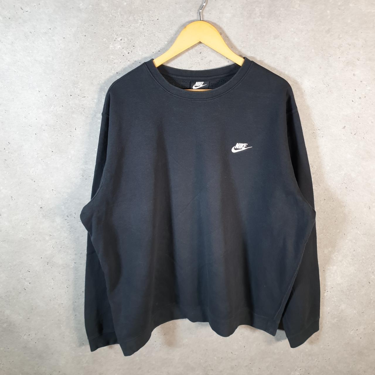 Vintage Nike Club Sweatshirt Mens 2XL Black Swoosh Y2K Pullover Embroidered Logo