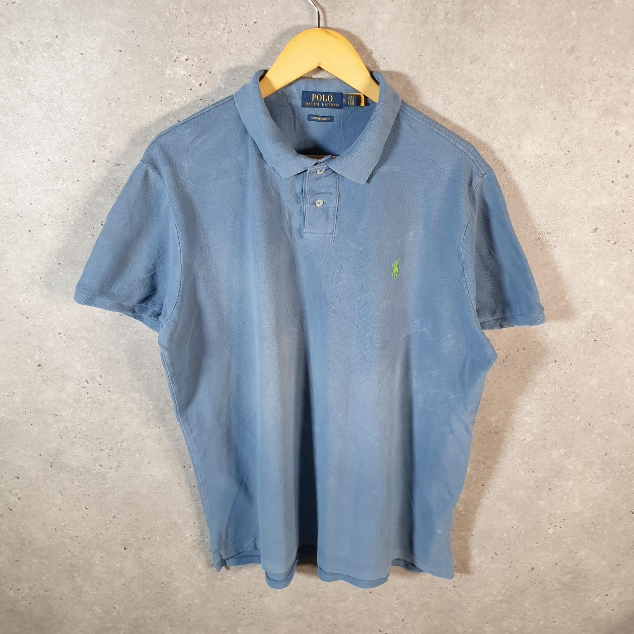 Vintage Ralph Lauren Polo Shirt Men’s XL Blue Custom Slim Fit Embroidered Pony