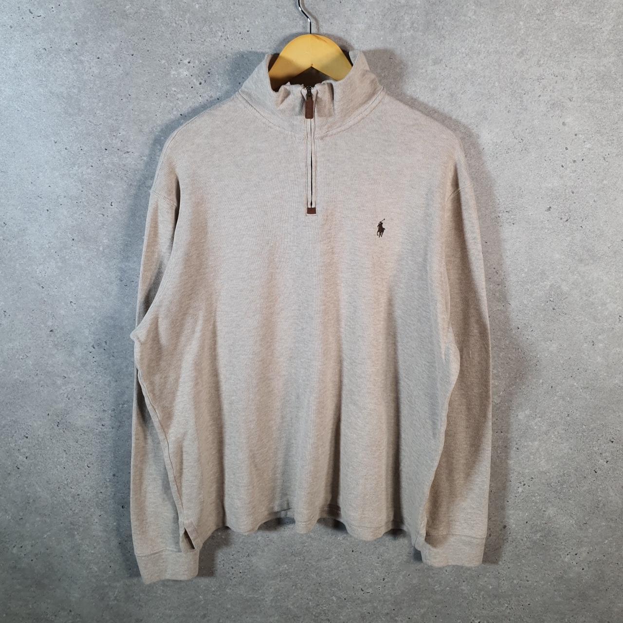 Vintage Ralph Lauren Polo 1/4 Zip Sweatshirt Men’s XL Beige Pullover Pony C8834