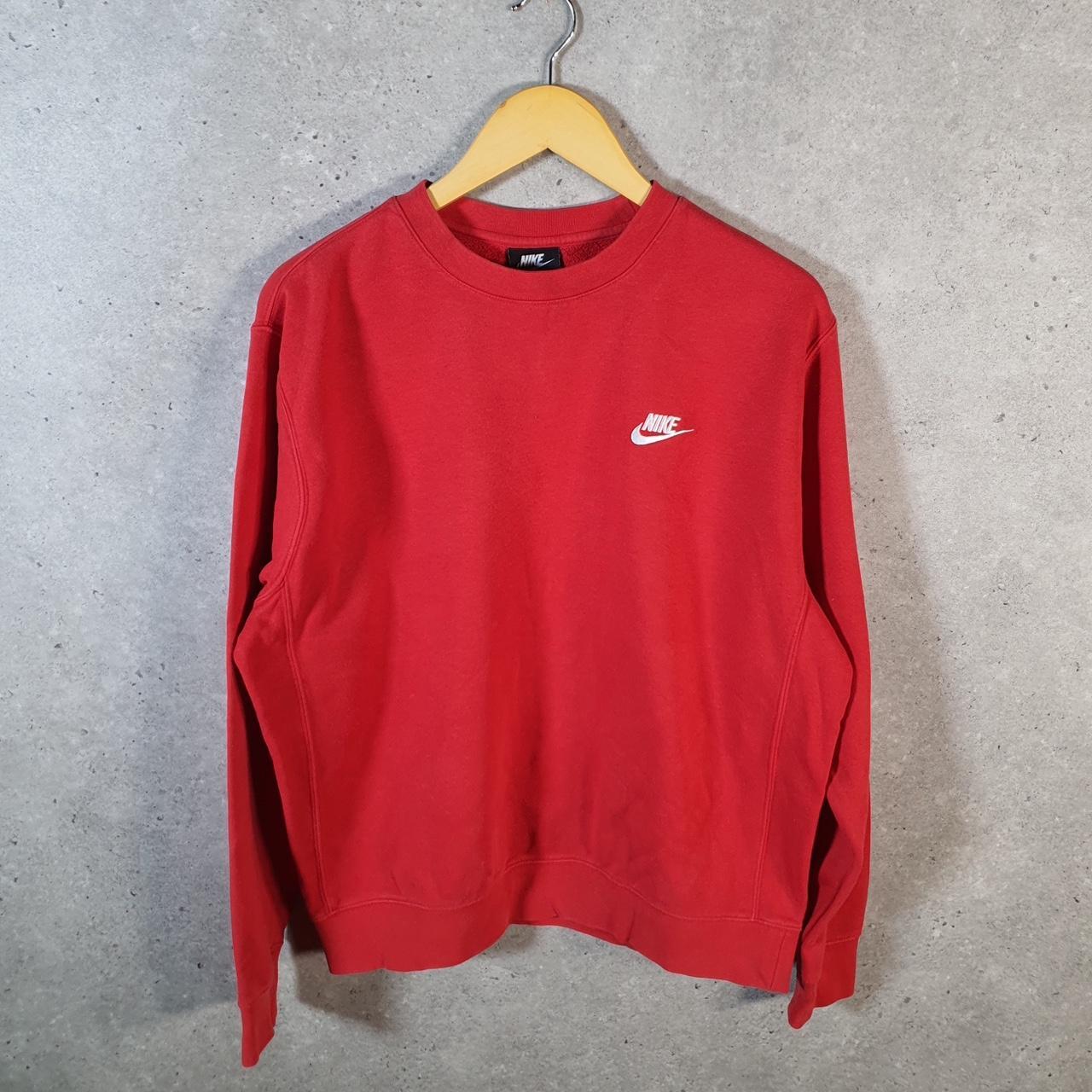 Vintage Nike Club Sweatshirt Mens Medium Red Swoosh Y2K Pullover Embroidered Logo