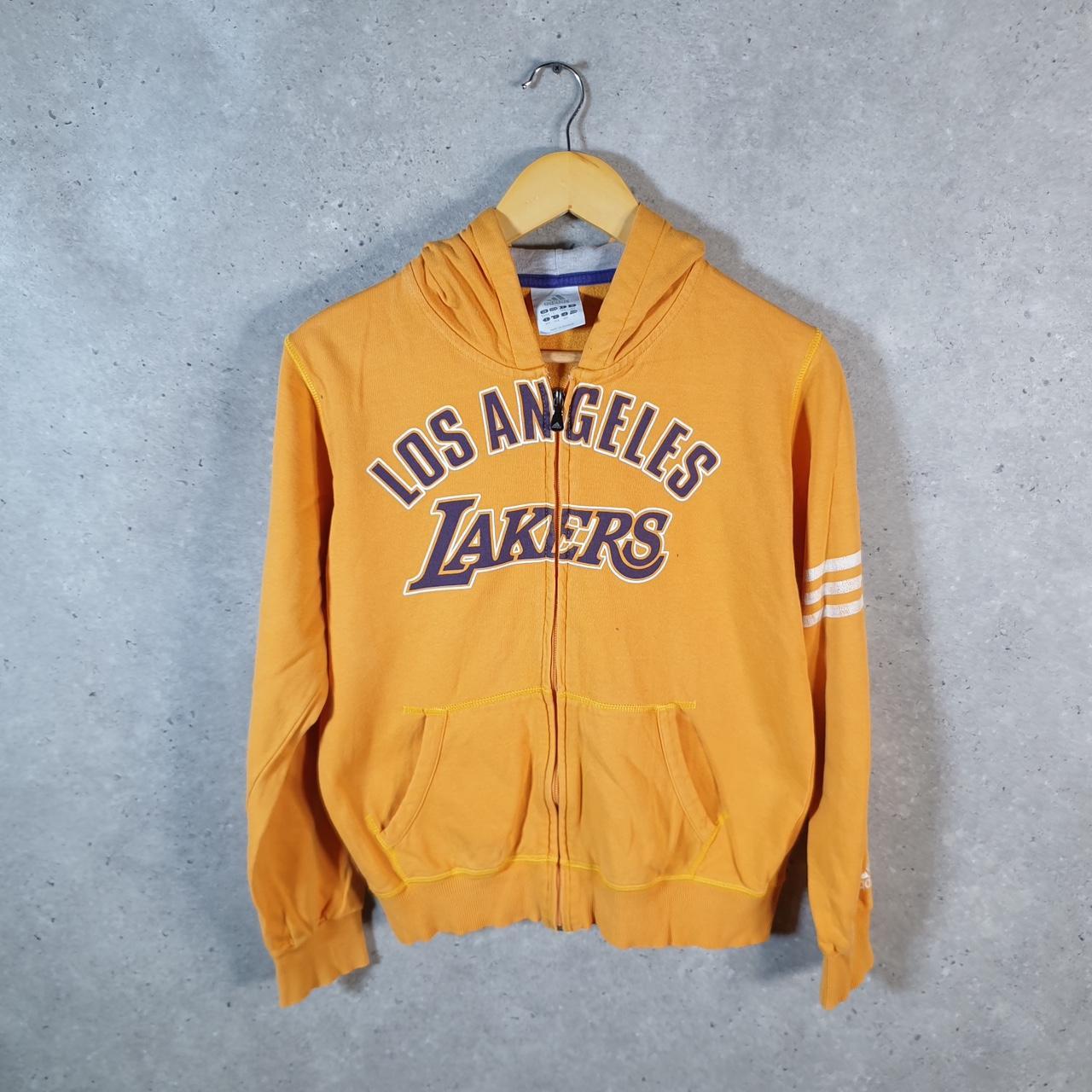 Vintage Adidas Los Angeles Lakers Hoodie Kids 14 Years Old Orange Full Zip Baggy