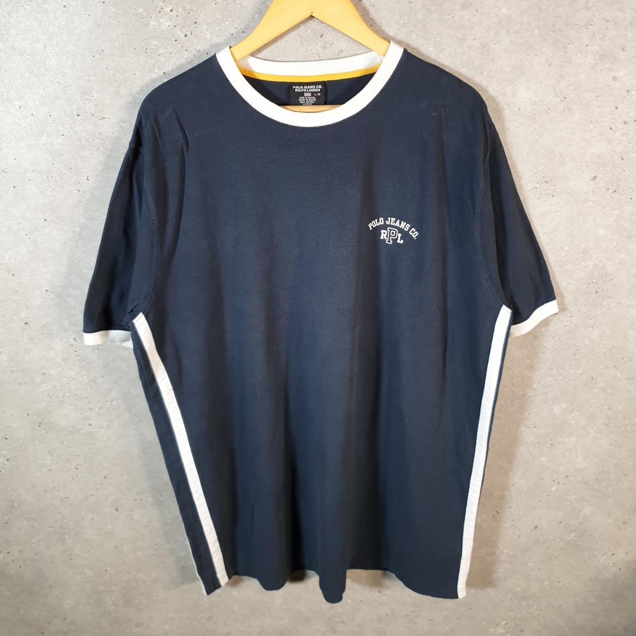 Vintage Ralph Lauren Polo Jeans USA T Shirt Men’s Large Black Embroidered Classic Fit Pony