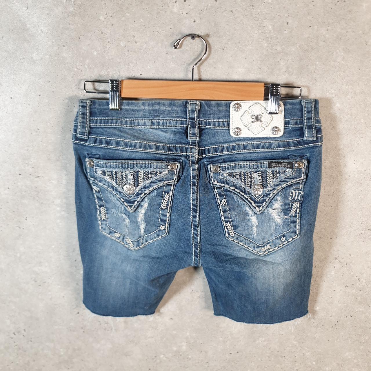 Vintage Miss Me Baggy Y2K Hip Hop Jeans Shorts Jorts Womens W29 Blue Denim Low Rise