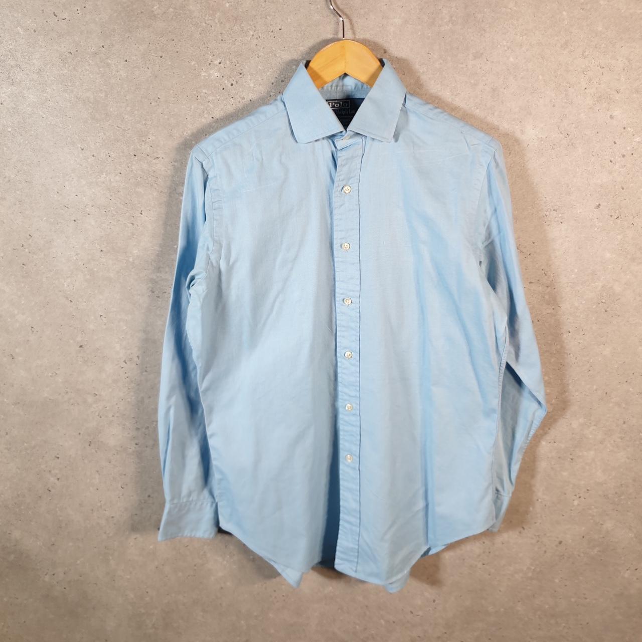 Vintage Ralph Lauren Button Down Shirt Men’s Medium Blue Striped Regent Classic Fit Cotton Big Fish Vintage