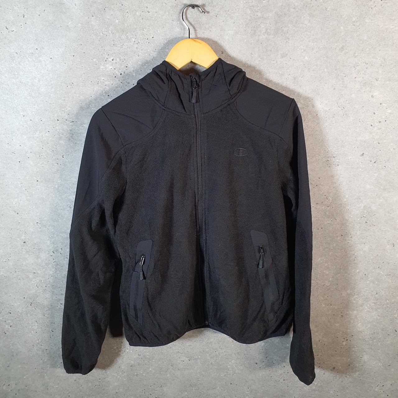 Vintage Champion Full Zip Fleece Hoodie Womens Medium Black