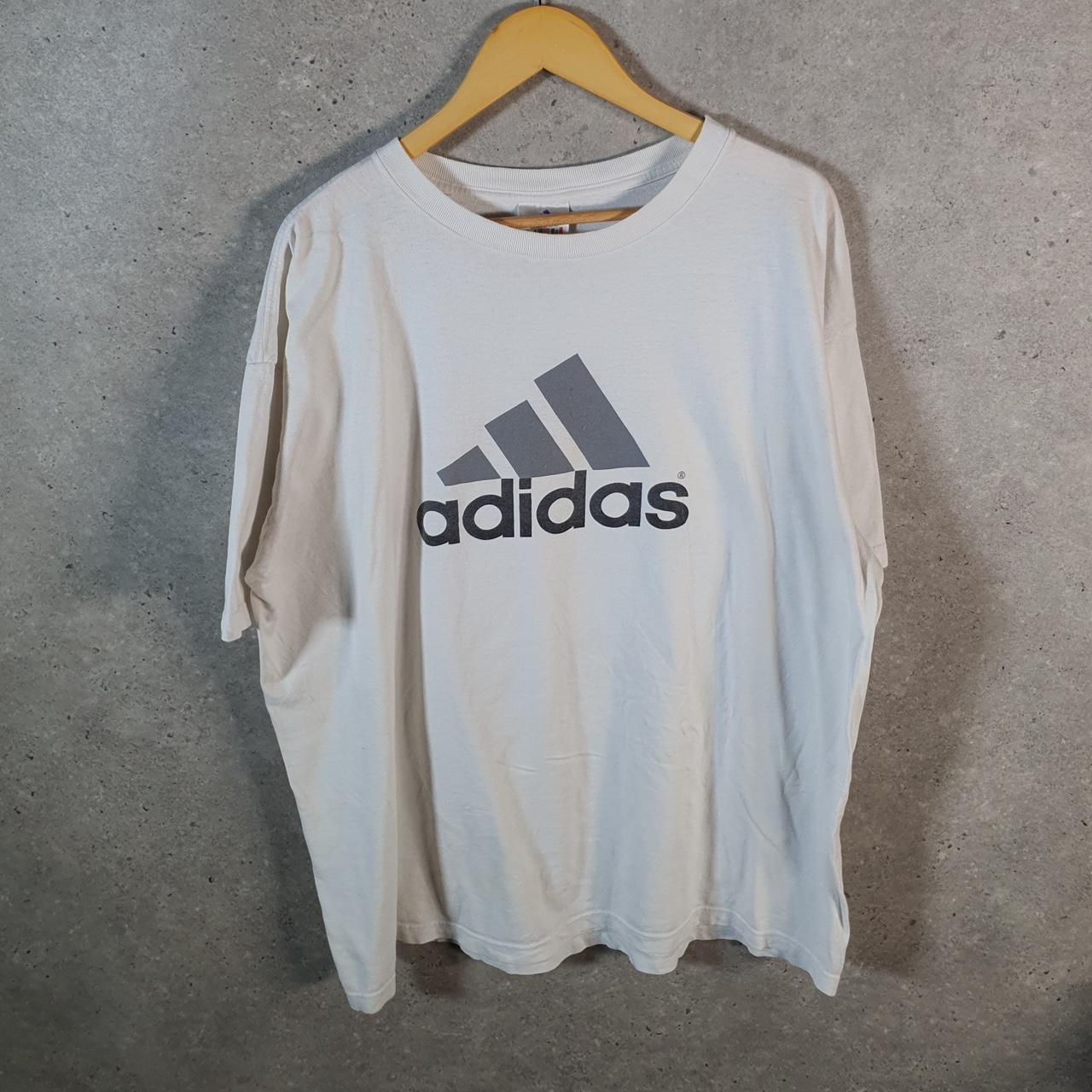 Vintage Adidas T Shirt Men’s XL White Three Stripes Logo Athletic