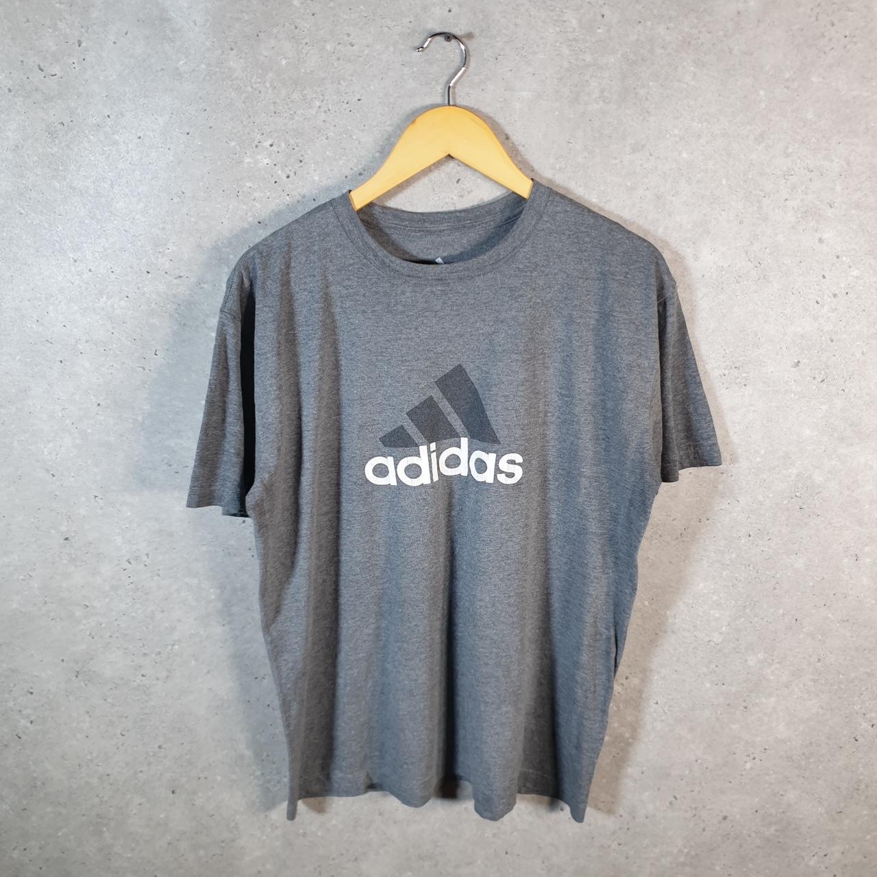 Vintage Adidas Amplifier T Shirt Shirt Men’s Medium Grey Three Stripes Logo Athletic C9885