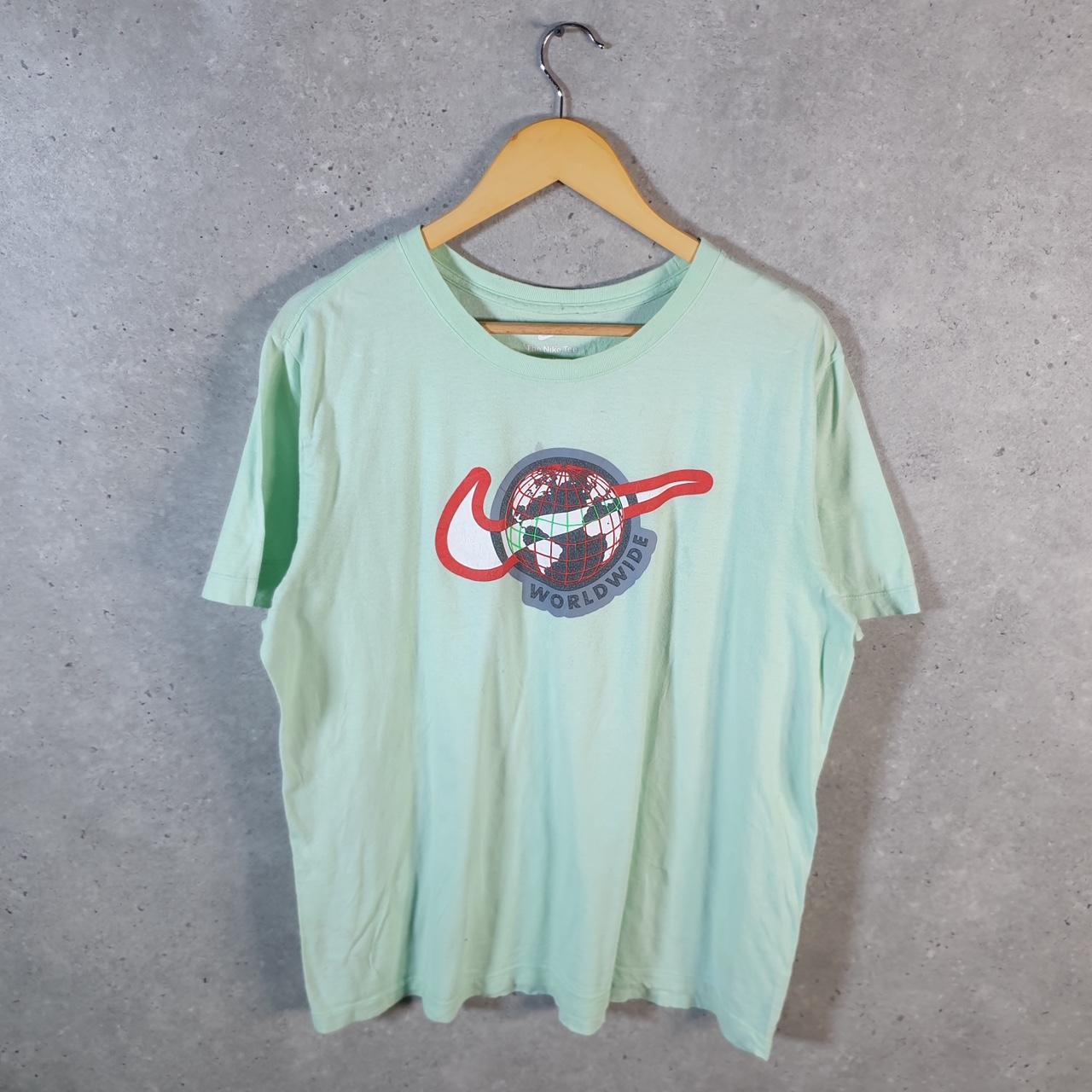 Vintage Nike Worldwide Spellout T Shirt Men’s Large Blue Logo Swoosh Athletic