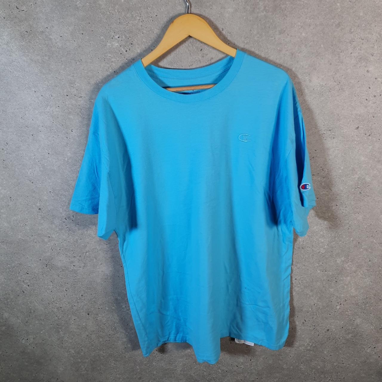 Vintage Champion Spellout Embroidered T Shirt Men’s XL Blue Casual Blank Athletic