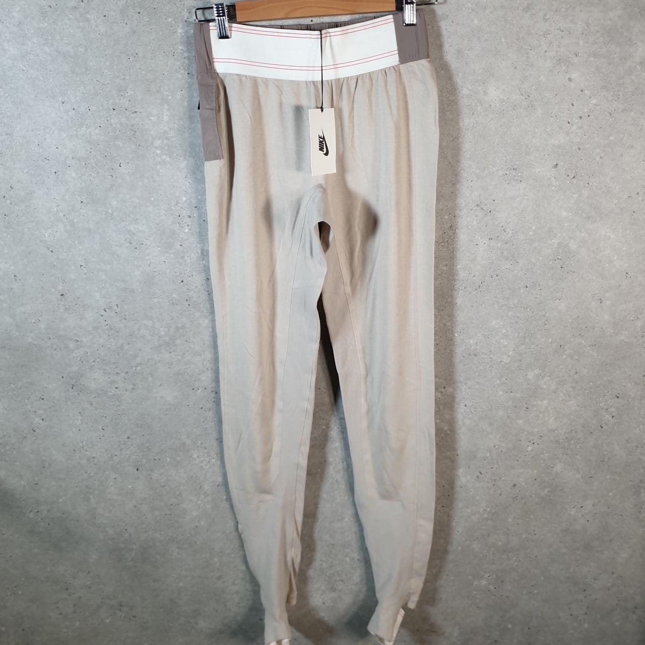 Vintage Nike NIKELAB A.A.E. 3.0 UNIQUE HIGH WAIST LEGGINGS Joggers Womens Small Beige Swoosh Sports Tracksuit - Big Fish Vintage