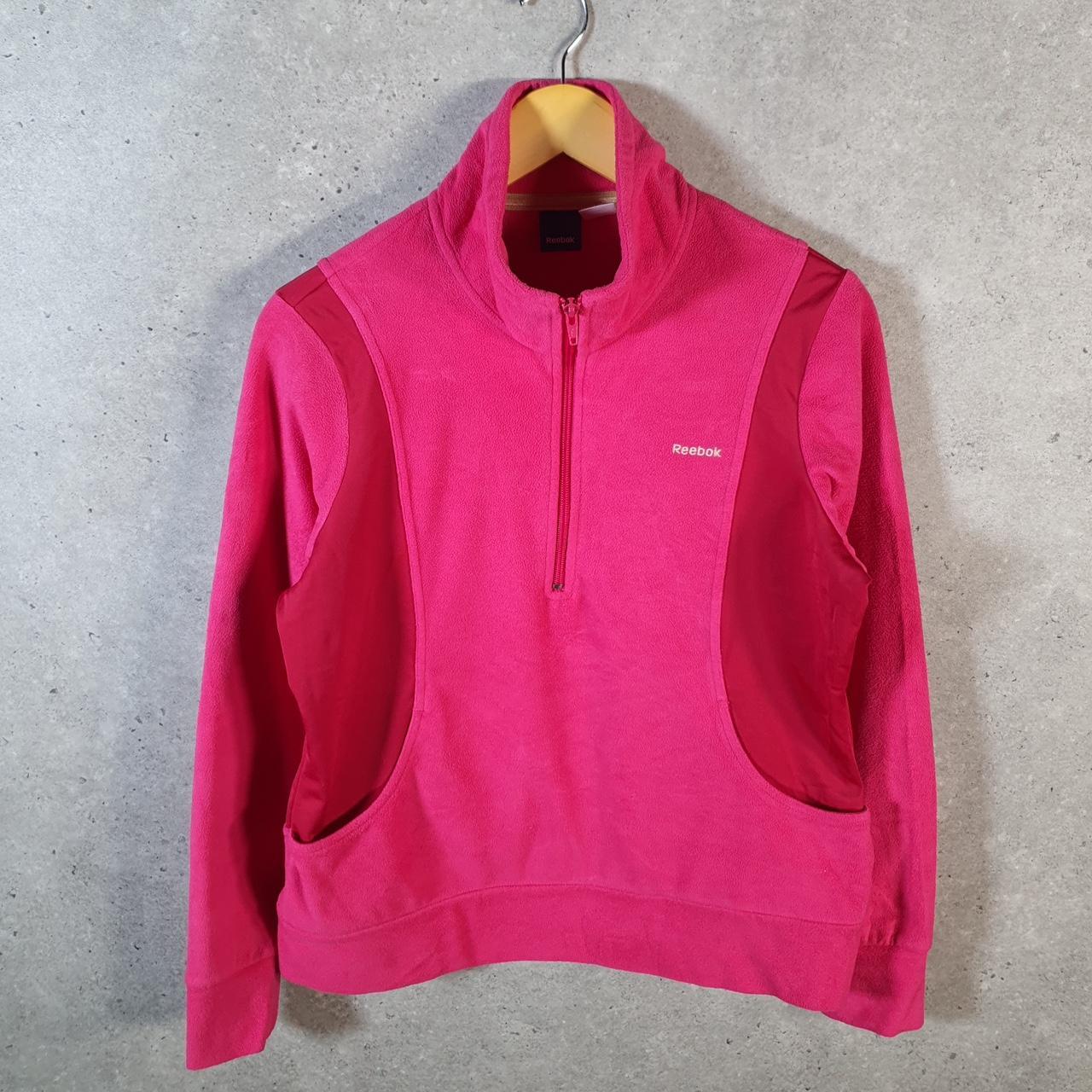 Vintage Reebok 1/4 Zip Fleece Sweatshirt  Womens Large Pink Full Zip Logo