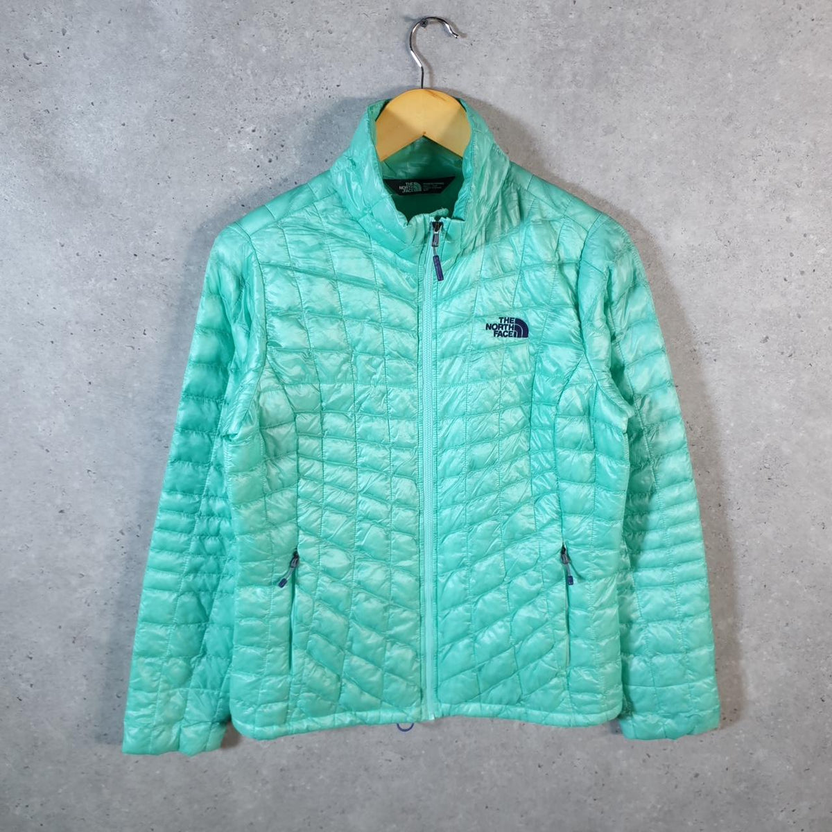 Vintage The North Face TNF Puffer Jacket Womens Small Blue Down Full Zip Coat
