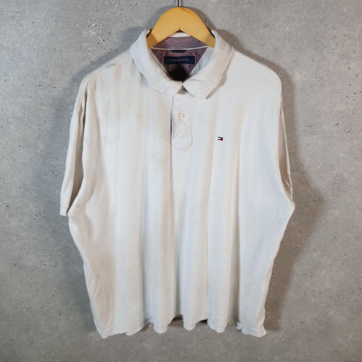Vintage Tommy Hilfiger Polo Shirt Men’s XL White Classic Fit Embroidered Logo