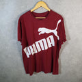 Vintage Puma Spellout T Shirt Men’s Large Burgundy Red Logo Athletic C9858