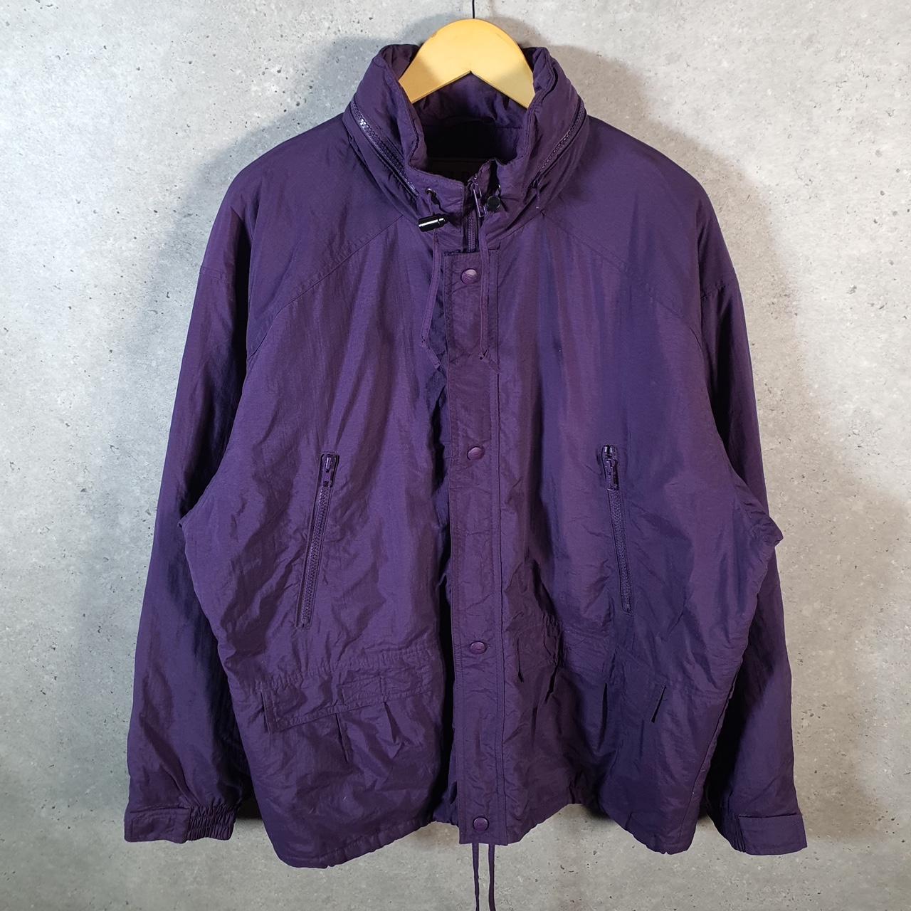 Vintage L.L. Bean Outdoors Nylon Jacket Mens Large Purple Korea Waterproof Hooded