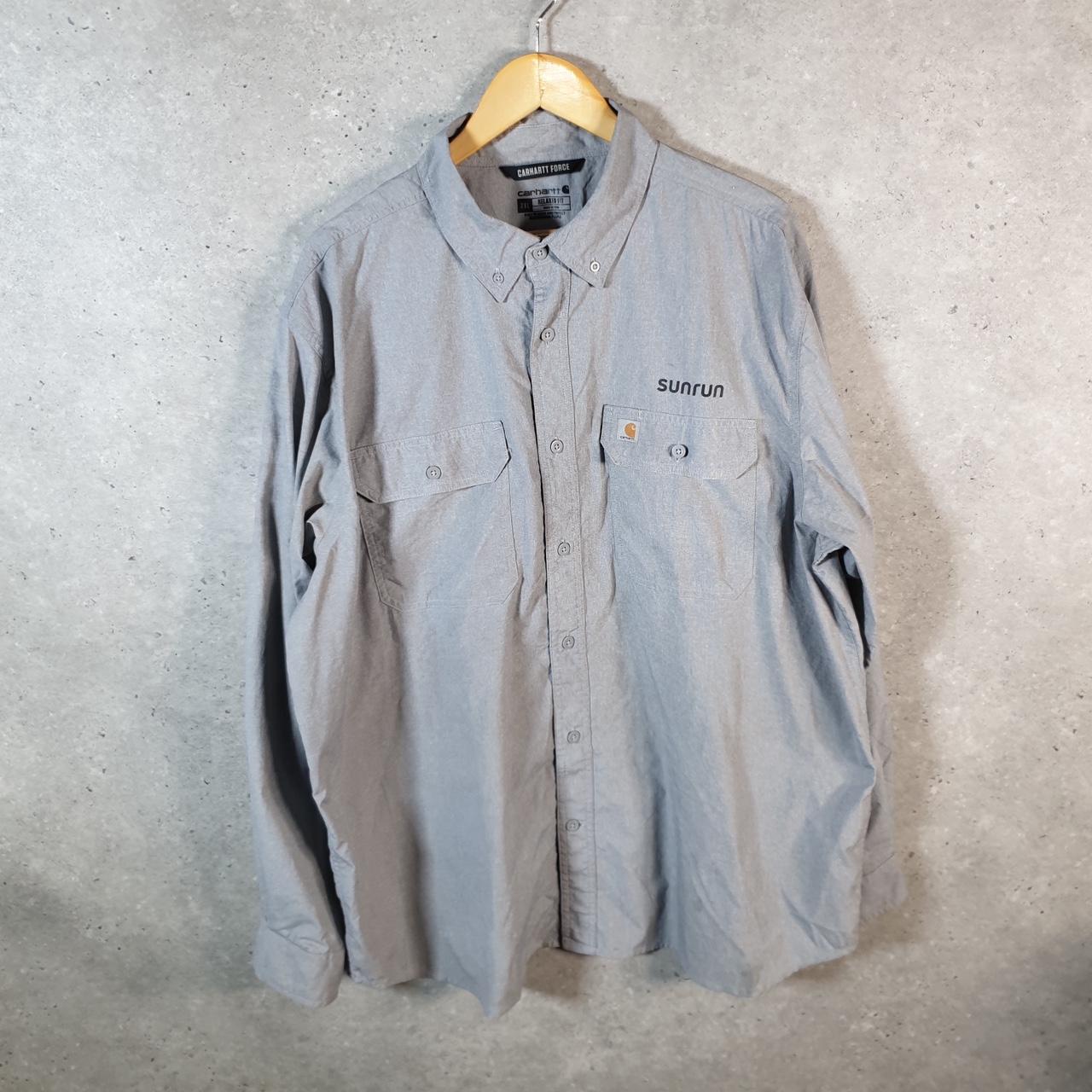 Vintage Carhartt Shirt Button Down Mens 2XL Grey Chore Utility Relaxed Big Fish Vintage