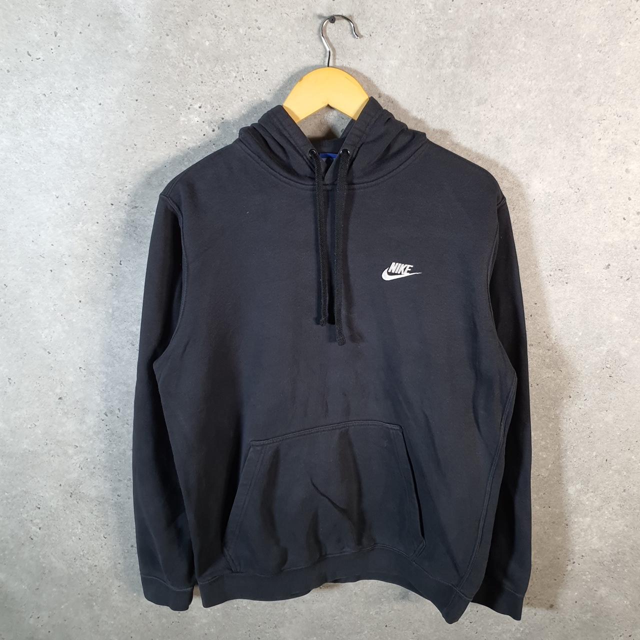 Vintage Nike Club Embroidered Hoodie Men’s Medium Black Swoosh Y2K Pullover