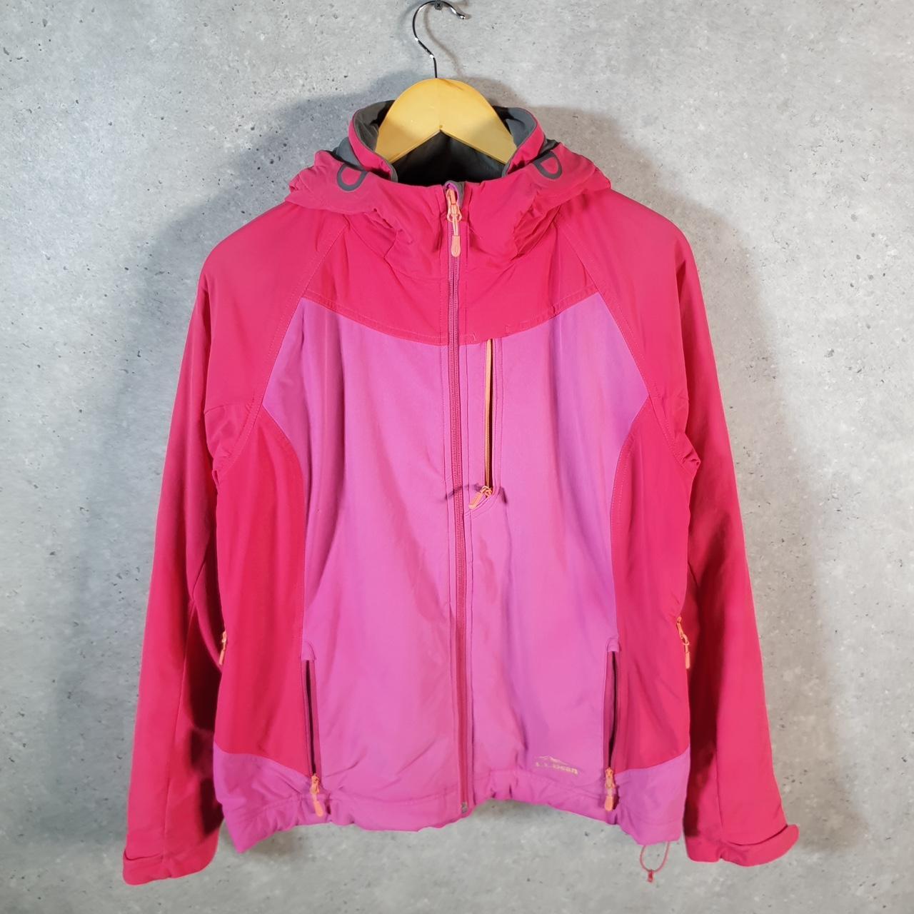 Vintage L.L. Bean Polartec Outdoors Nylon Jacket Mens Medium Pink Full Zip Waterproof