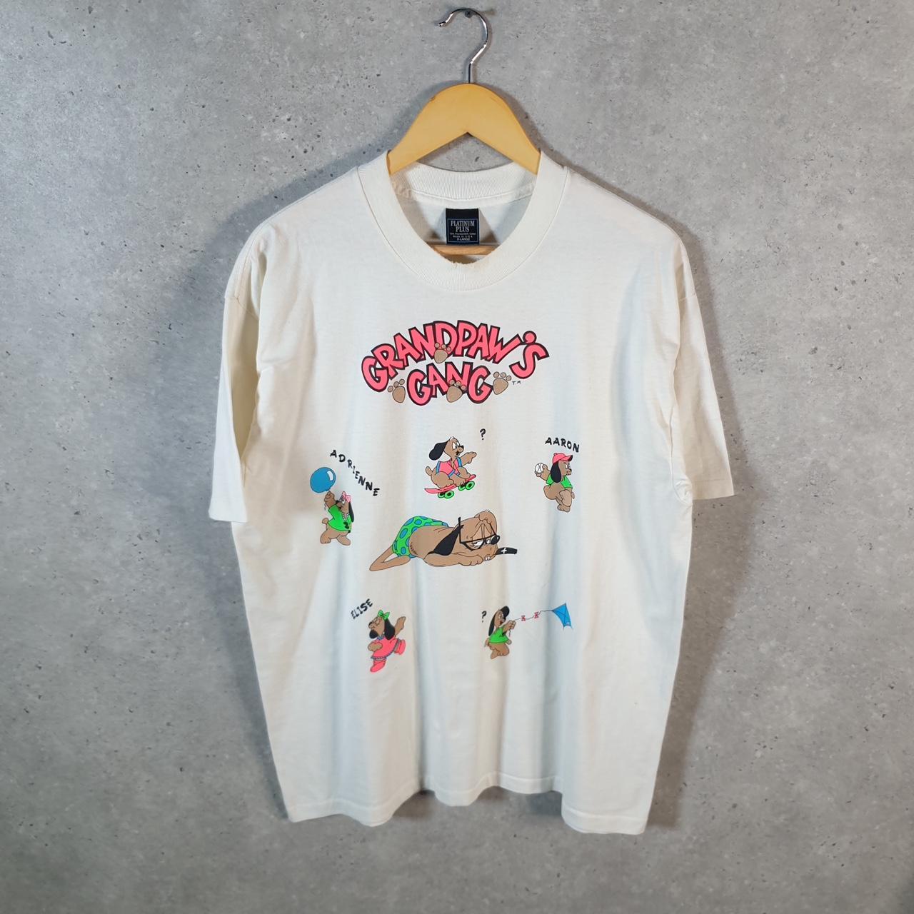 Vintage Platinum Plus Grandpaws Gang Dog 90s USA Single Stitch T Shirt Men’s XL White