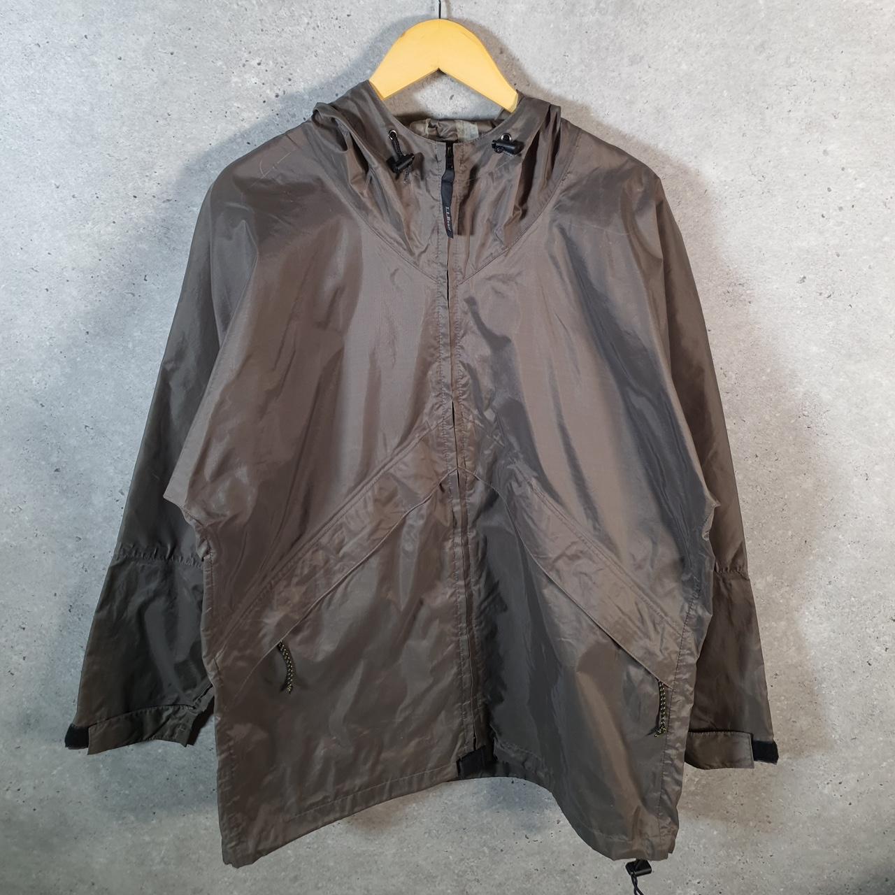 Vintage L.L. Bean Outdoors Nylon Jacket Mens Medium Brown Full Zip Waterproof