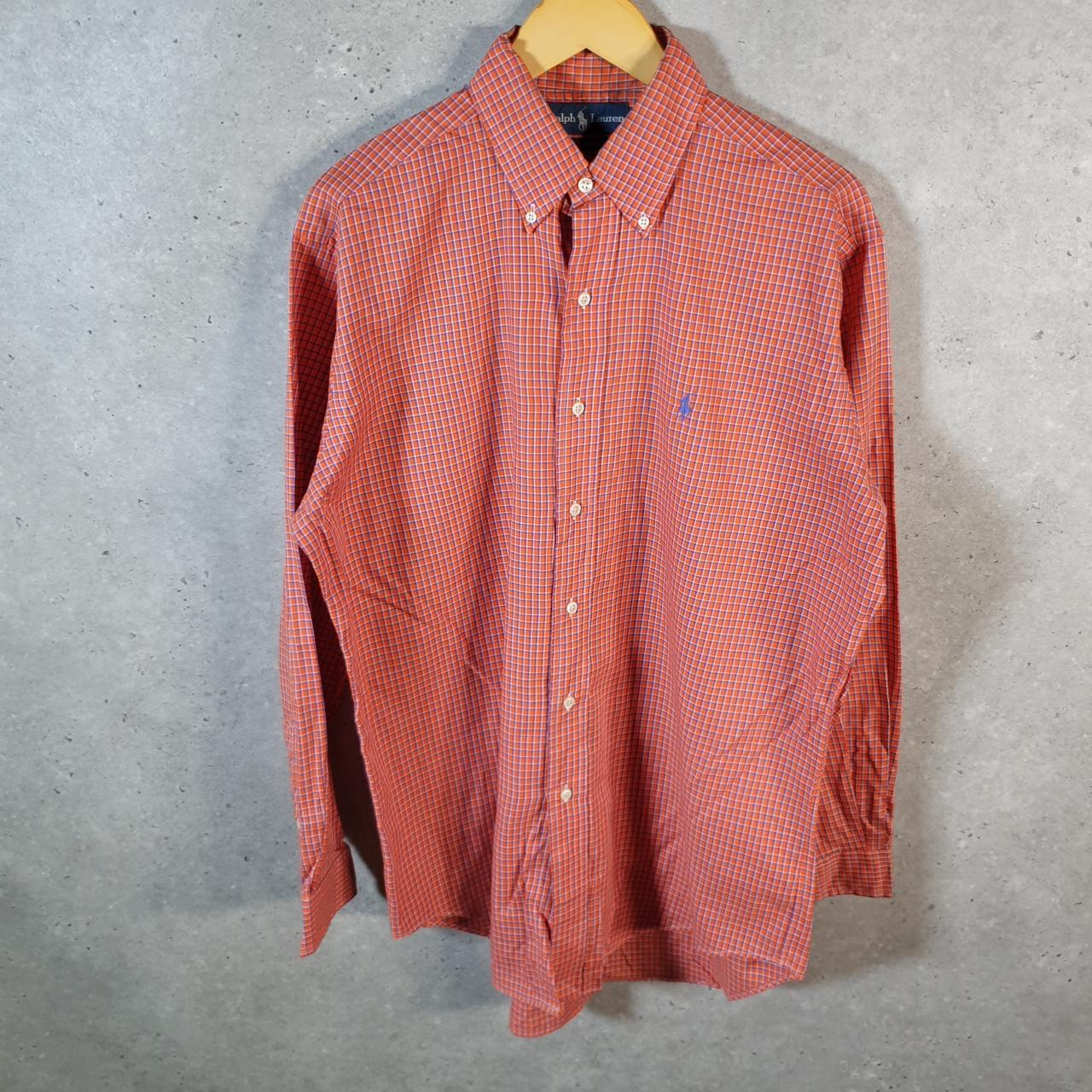 Vintage Ralph Lauren Button Down Shirt Men’s Medium Orange Classic Fit Cotton