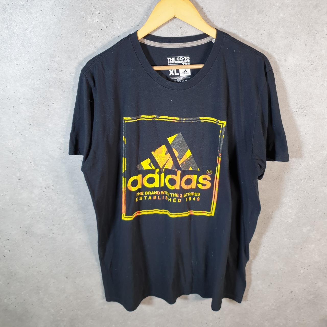 Vintage Adidas Go To Performance Tee T Shirt Men’s XL Black Three Stripes Logo Athletic