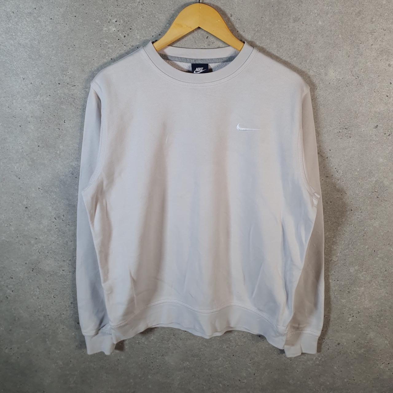 Vintage Nike Club Embroidered Sweatshirt Men’s Large Beige Swoosh Y2K Pullover Logo